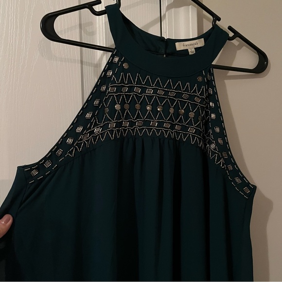 Francesca’s Green Cocktail Dress w/ Gold Beading - Picture 3 of 7